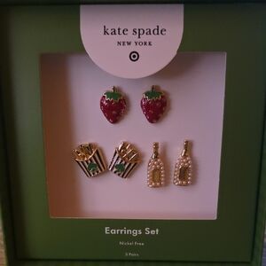 Kate Spade X Target Strawberry and Champagne Earrings Set